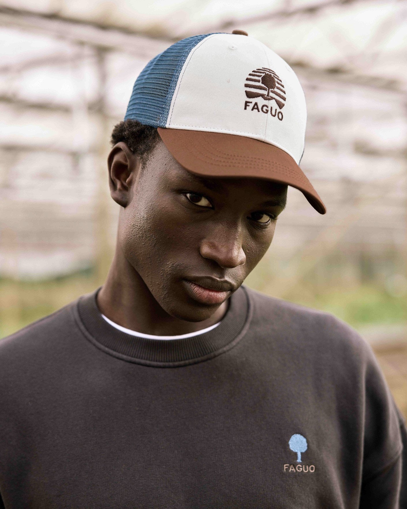 Casquette beige & camel coton - TRUCKER CAP